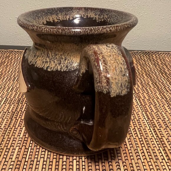 Handcrafted Potbelly Shaped Pottery Mug w/ Two-tone Gloss Drip Glaze ~ JUST PLAY - Picture 6 of 10